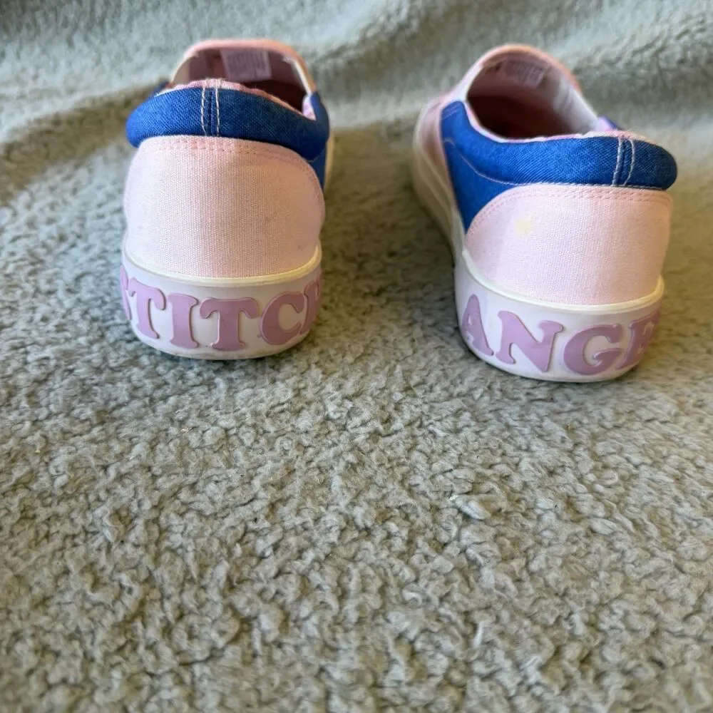 DISNEY Stitch & Angel Sneakers Womens 7 Low Top Slip-on Pink Shoes Ground Up